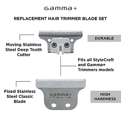 GAMMA+ Hair Trimmer Fixed Moving Blade Replacement Professional Grade - style: Contemporary