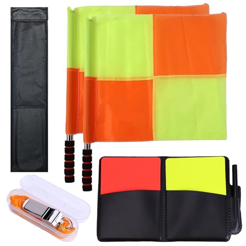 Soccer Referee Kit-2 Pcs Soccer Referee Flag with Storage Bag And Cards