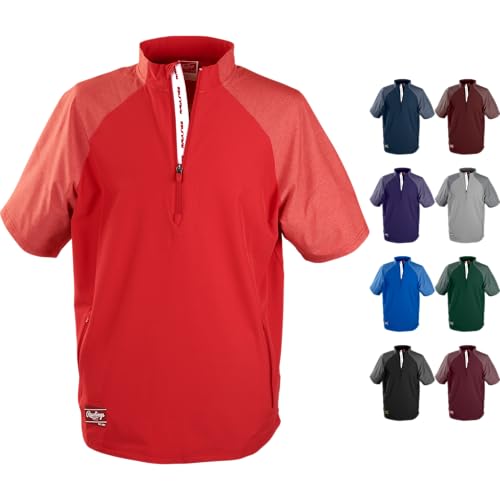 Rawlings | Boy's Colorsync Short Sleeve Cage Jacket | Athletic Training Apparel | Youth Sizes | Multiple Colors - color: Scarlet, size: Large