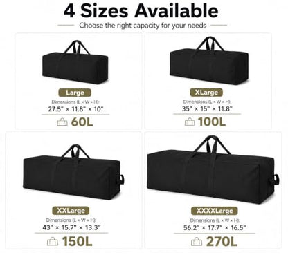 DoYiKe Extra Large Canvas Duffle Bag for Travel Heavy Duty Military Duffel - color: SOArmygreen, size: 150L