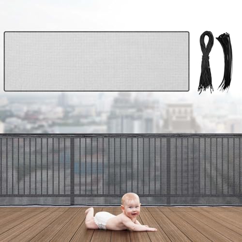 Hosuly Banister Guard Balcony Netting 15 x 3.3 ft, Black, 1 Set - color: Black, size: 15 x 3.3 ft