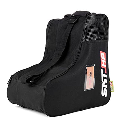 Roller Skate Bag with Adjustable Shoulder Strap for Kids and Adults to Hold Inline Skates and Knee Pads - color: Black