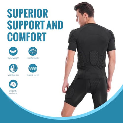 Padded Compression Shirt, Short Sleeve Football Protection Gear - size: Small