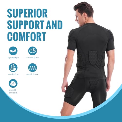 Padded Compression Shirt, Short Sleeve Football Protection Gear - size: X-Large