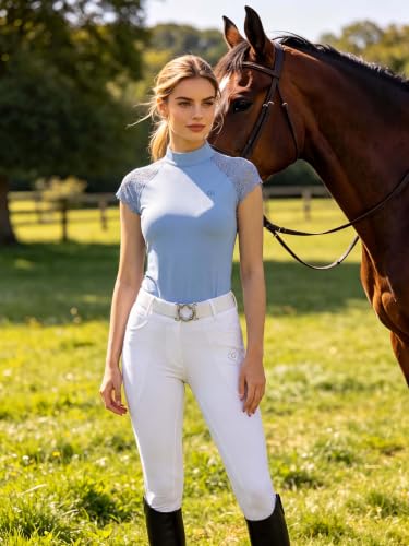 Women's Horse Riding Pants with Full Seat Silicone Grip - color: White, size: Small