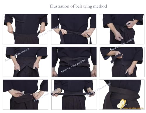 Kendo Tops Aikido Samurai Hakama Martial Arts Clothing Kimono Shirts Costumes - color: Skirt-black, size: 155CM