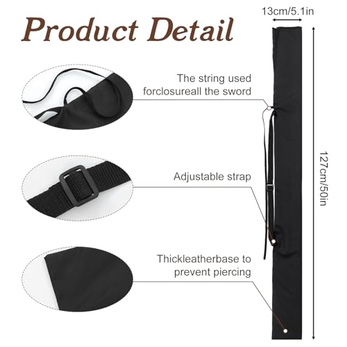 CIATBYYJ Sword Bag Black Samurai Swords Carrying Case Sword Sheath Cover Carry Bag Carrying Case Holder Katana Cases with Strap Bokken Bags for Samurai Cosplay Costume Halloween Party