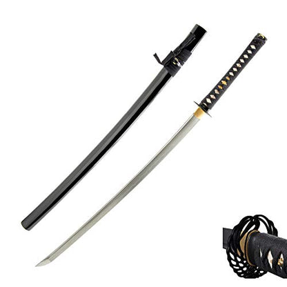 Katana Samurai Sword for Dojo, Hand Forged Carbon Steel, Full Tang - color: 1045 Damascus Katana Bo-Hi 630