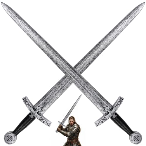 2PCS Medieval Knight Sword LARP Soft Sword for Halloween Cosplay - color: Gray（2PCS）