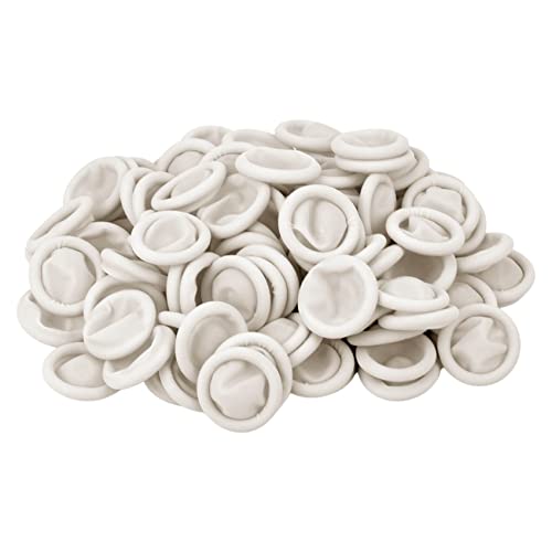 100 Pcs Finger Cots, Disposable Finger Protectors, Latex Anti-Static Finger Tip Rubber Protect Keeping Dressing Dry and Clean (Medium, White) - color: White