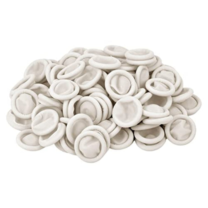 100 Pcs Finger Cots, Disposable Finger Protectors, Latex Anti-Static Finger Tip Rubber Protect Keeping Dressing Dry and Clean (Medium, White) - color: White