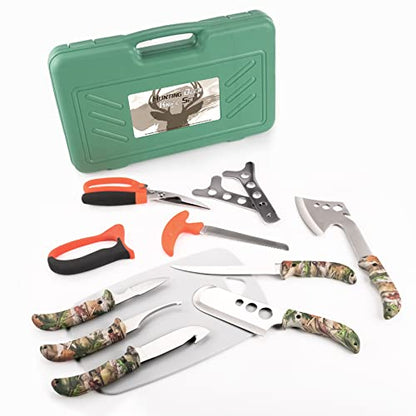 Hunting Deer Knife Set Field Dressing Kit Butcher Game Processor Set, 12 pc