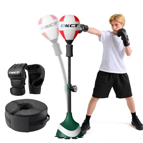 OKCT Punching Bag with Stand,Reflex Bag, Suction Base,Weight Bag Set - color: green