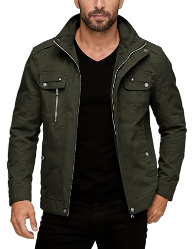 wantdo Men's Cotton Lightweight Military Jacket Casual Windbreaker - color: Army Green, size: Small