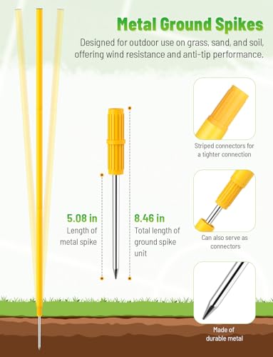 GHB Agility Poles 4 Pack 50" Sports Soccer Training Poles - size: B.Rubber Base+Spike