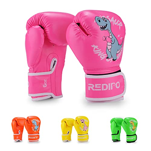 Kids Boxing Gloves for Boys and Girls, Youth Boxing Training Gloves for Kids 3-9, 4&6OZ Punching Bag Kickboxing Thai Mitts MMA Training Sparring Gloves - color: Pink, size: 6OZ