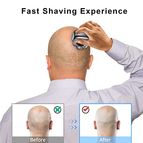 Head Shaver Replacement Heads, 7D Rotary Blades, Silver, Men's Electric Shaver Replacement Heads, 7 Pieces - color: Silver
