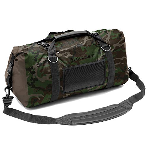 AquaQuest White Water Duffel - 100% Waterproof, Heavy Duty, Versatile, Comfortable - Durable Protective Dry Bag for Travel, Sport, Motorcycle, Boat, Fishing - 50, 75, or 100 L - color: Camo, size: 50 L