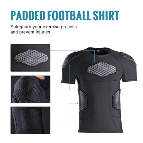Padded Compression Shirt, Short Sleeve Football Protection Gear - size: Small