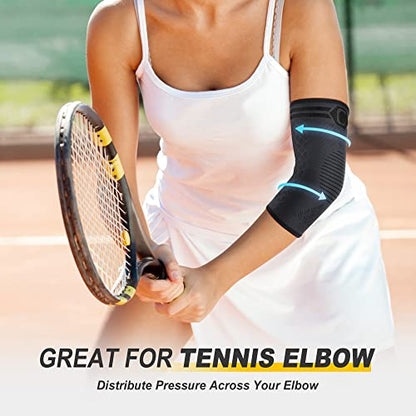 CAMBIVO 2 Pack Elbow Brace Compression Sleeve, Tennis & Golfer's Elbow - color: Black, size: Large