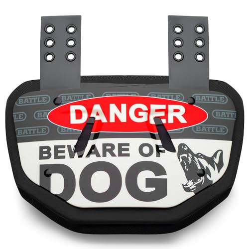 Battle Sports Novelty Football Back Plate, Kids, Adults - color: Beware of Dog Black/White/Red, size: Adult