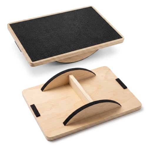 Balance Board, Wobble Board for Adults - Anti-Slip 350LBS Wooden Rocker Board for Core Strength, Stability Training, Standing Desk Exercise, Coordination & Home Gym Workout