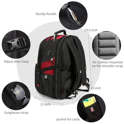 SHRRADOO Large Travel Laptop Backpack for Women, Work College Backpacks - color: Red