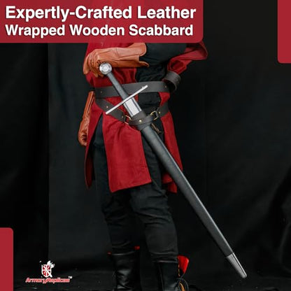 Armory Replicas™ Medieval Hand Forged Knight Sword EN45 Carbon Steel Full Tang with Scabbard - style: Knightly Arming Sword