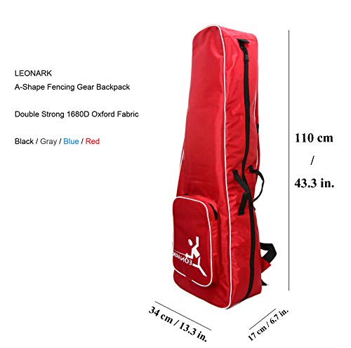 LEONARK Fencing Draw-bar Wheel Bag for Epee Saber and Foil - Hema Sword Bag Trolley Case for Fencing Suit and Mask - color: Red a