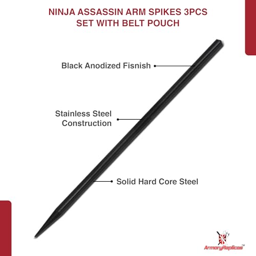 Armory Replicas™ Assassin Spikes Set – 3 Piece Stainless Steel Throwing Spikes with Nylon Sheath & Arm/Belt Strap