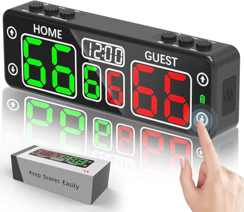 YZ Upgraded Digital Scoreboard with Timer, Mini Magnetic Electronic Scoreboard, LED Portable Scoreboard Basketball, Cornhole Score Keeper for Indoor&Outdoor Games - color: black