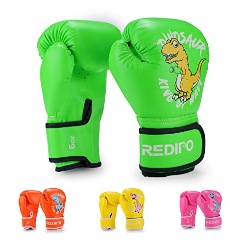 Kids Boxing Gloves for Boys and Girls, Youth Boxing Training Gloves for Kids 3-9, 4&6OZ Punching Bag Kickboxing Thai Mitts MMA Training Sparring Gloves - color: Green, size: 6OZ