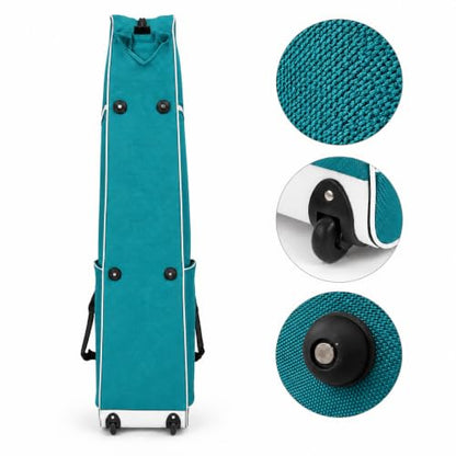Fencing Bag with Wheels, Rolling Fencing Bag for Foil Epee Saber, Long Sword Carrier for HEMA and Fencing Gear, Side Pocket and Carry Handles - color: Lake Blue