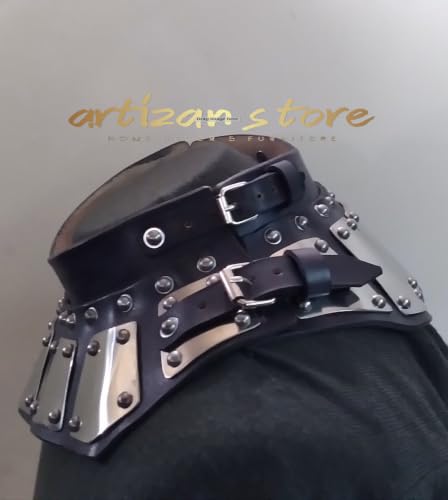 Gorget Neck Guard SCA LARP Armour – 18G Mild Steel Splinted Leather Brigandine Collar
