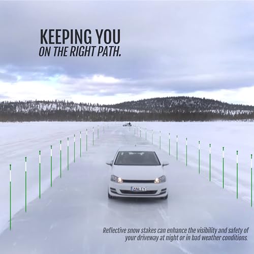Anley 20 Pack 48" Reflective Driveway Markers, Snow Stakes with Fiberglass Pole & Hammer Cap - 4 Ft High Visibility Safety Markers Reflective Strip for Snow Plowing and Landscape (1/4" Dia, Green) - color: Green