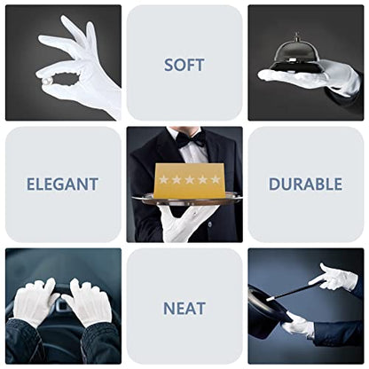 Beaded Parade Cotton Gloves for Women and Men With Grip - Non-Slip Costume Uniform Police Gloves With Snap Cuff - color: White,3pc
