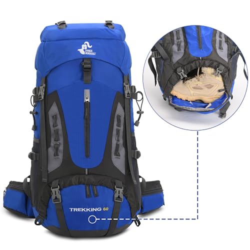 Bseash 60L Hiking Camping Backpack with Rain Cover, Waterproof Large Capacity Outdoor Sport Travel Daypack Climbing Touring (Purple) - color: Purple