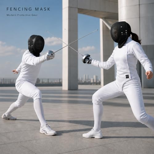 Hema Mask 1600N Black, Hema Helmet with Steel Mesh Face Guard and Padded Neck Bib for Longsword Saber Rapier Controlled Sparring, Fencing Mask