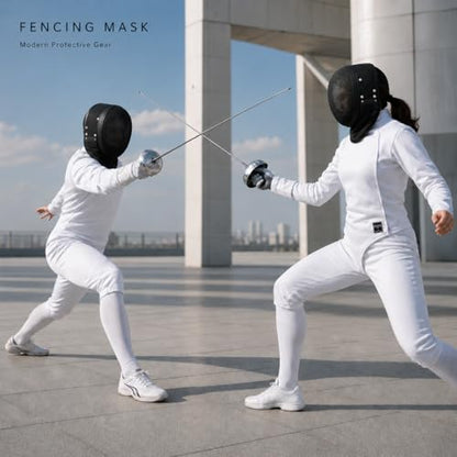 Hema Mask 1600N Black, Hema Helmet with Steel Mesh Face Guard and Padded Neck Bib for Longsword Saber Rapier Controlled Sparring, Fencing Mask