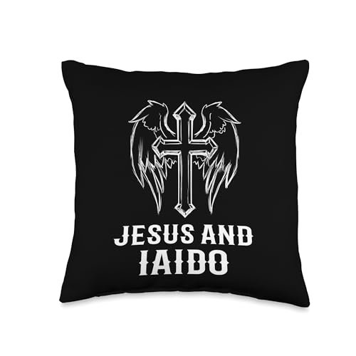 Iaido Instructor / Iaido Student / 'Jesus And Iaido!' Saying Throw Pillow - size: 16x16