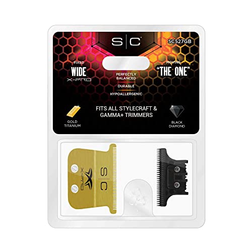 StyleCraft Replacement Hair Trimmer Blade Cutter Set Professional Grade - color: Wide X-pro Gold Titanium - the One Black Diamond