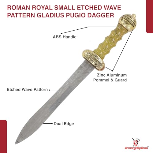 Armory Replicas™ Roman-Style Collectible Daggers – 14" Stainless Steel Historical Replicas with Ornate Handles & Sheaths – Display-Ready Gift for Collectors, Reenactors & Cosplay - style: Roman Mini Daggar