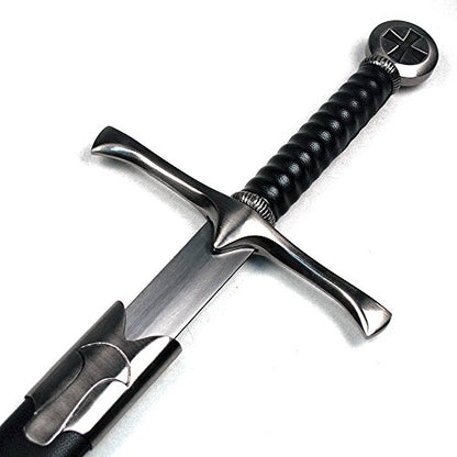 Ace Martial Arts Supply 36" Medieval Knight Arming Sword with Scabbard – Unsharpened Stainless Steel for Cosplay & Display - color: Crusader (Cross)