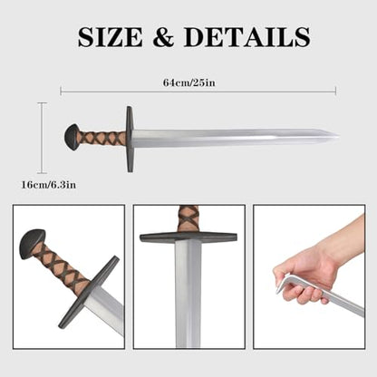2 PCS 25 Inch Medieval Viking PU Foam Sword for Adults Costume Weapon Birthdays Gifts