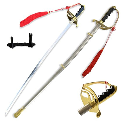 37.8" Stainless Steel Eagle Head Straight Ceremonial Sword,European Honor Guard Parade Sword,Unsharpened Drill Saber - style: C