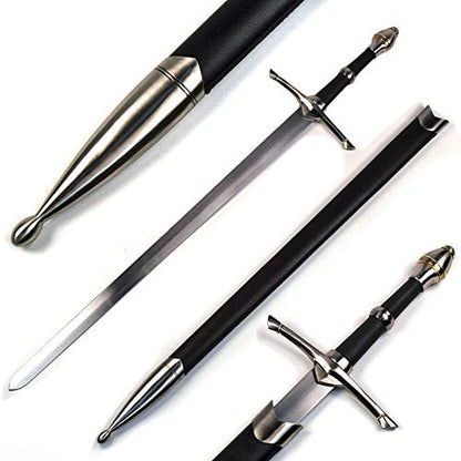 Ace Martial Arts Supply 36" Medieval Knight Arming Sword with Scabbard – Unsharpened Stainless Steel for Cosplay & Display - color: Chivalry Golden Ring W/ Frog Belt