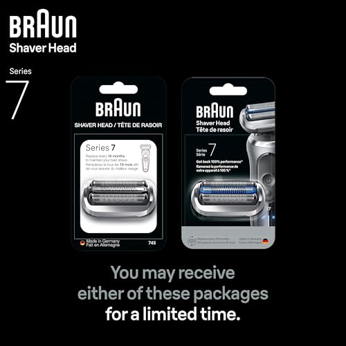 Braun Series 7 Electric Shaver Replacement Head, Easily Attach Your Shaver Head for a Shave as efficient as Day one, Compatible with New Generation Series 7 Shavers, 74S, Silver