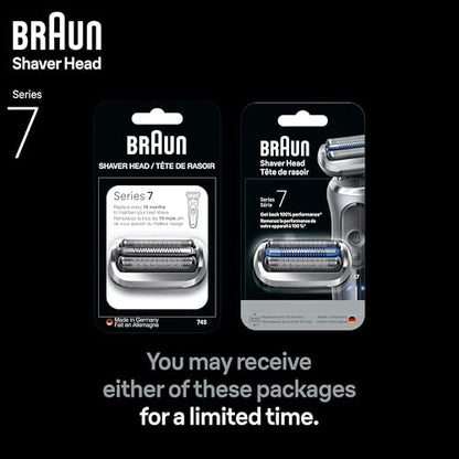 Braun Series 7 Electric Shaver Replacement Head, Easily Attach Your Shaver Head for a Shave as efficient as Day one, Compatible with New Generation Series 7 Shavers, 74S, Silver