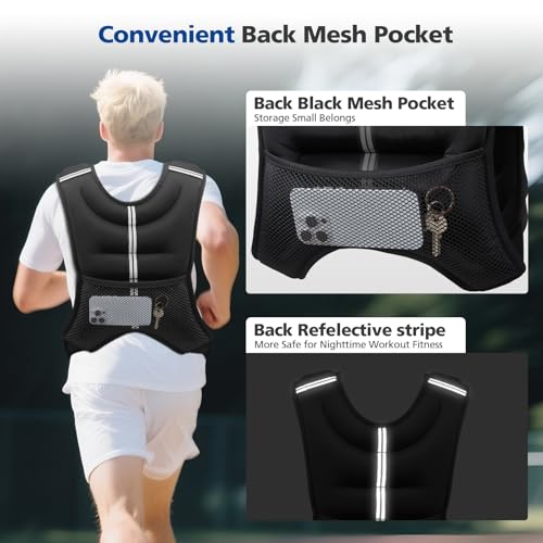 Wolliwa 6lb/8lb/12lb/16lb/20Lb Weighted Vest Woman Men - color: Dark Grey, size: 8 Lbs