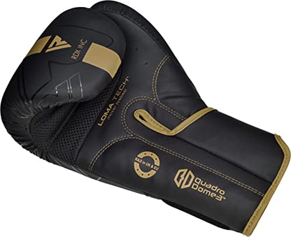 RDX Boxing Gloves, Pro Training Sparring, Maya Hide Leather, Muay Thai MMA Kickboxing, Men Women Adult, Heavy Punching Bag Focus Mitts Pads Workout, Ventilated Palm, Multi Layered, 8 10 12 14 16 18 Oz - color: GOLDEN, size: 10 OZ